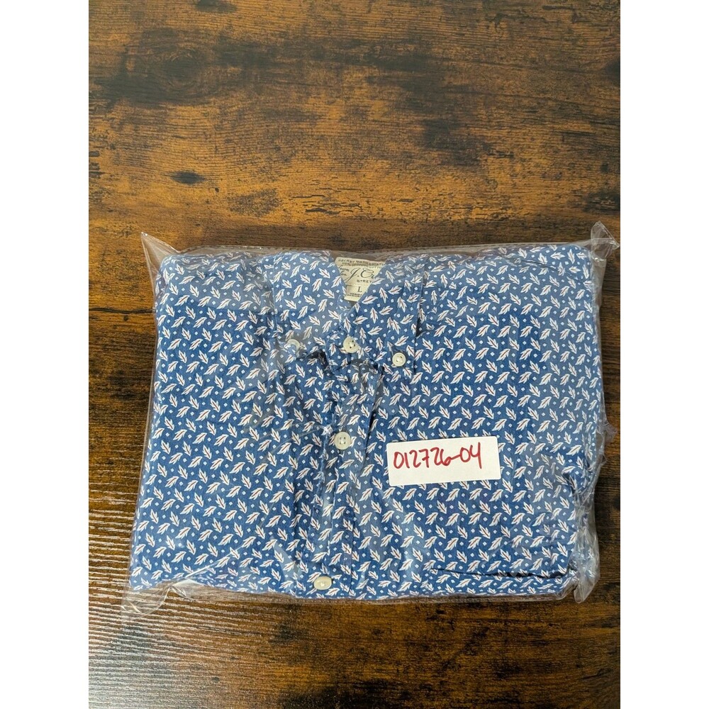 J. Crew Secret Wash Shirting‎ Shirt Floral Leaf Pattern Large Blue Mens Preppy - Picture 10 of 10